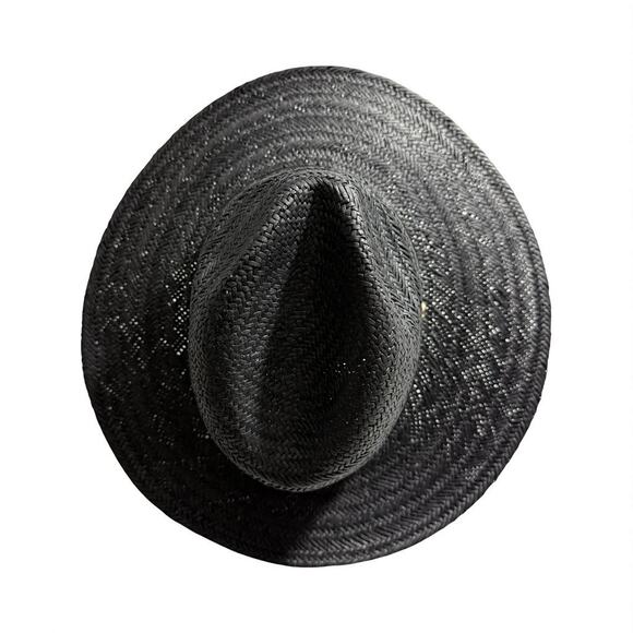 NWOT AllSaints Talia Fedora Hat Black Leather Trim - Picture 4 of 12